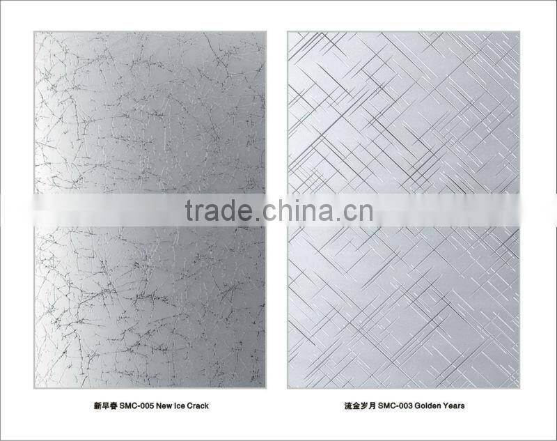 5mm clear 1830x2440mm acid etched waterfall decorative partition glass