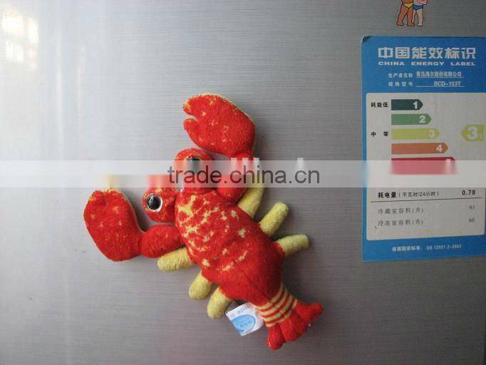 Cute big eyed lobster plush animal toy for fridge magnet