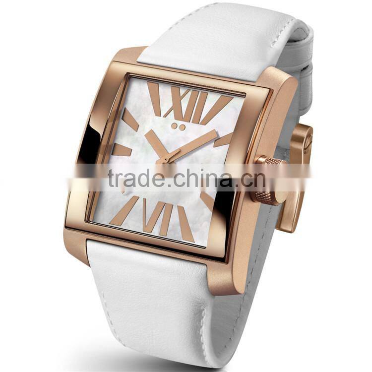 Build your watch brand easily square case watch top brand low price stainless steel case genuine leather strap