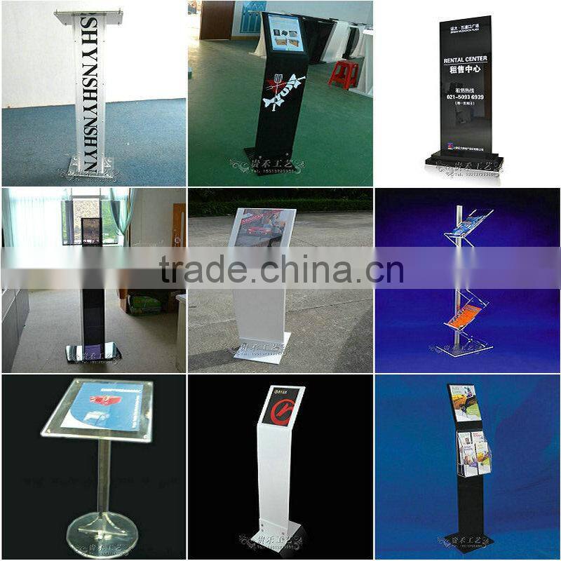 Demure design Acrylic poster display stand for house property ,black acrylic display stand