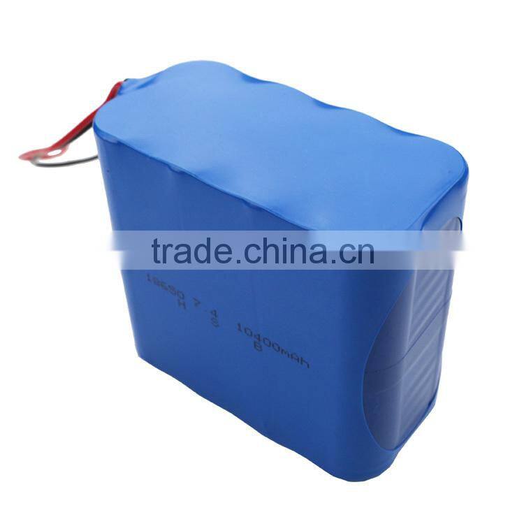 7.4V/8.8Ah 18650 li ion high rate rechargeable battery for flood light