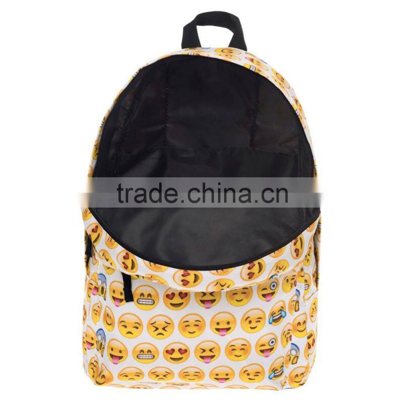 Taobao Top Selling High Quality Polyester Custom Emoji Backpack Bag