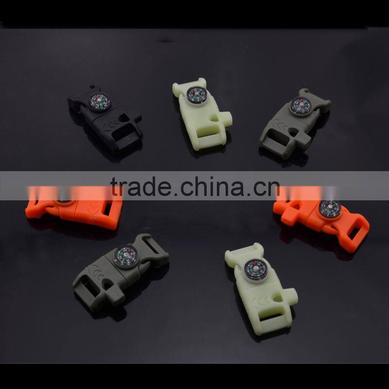 2015 new 3/8'' buckle firestarter whistel buckles with for paracord bracelet