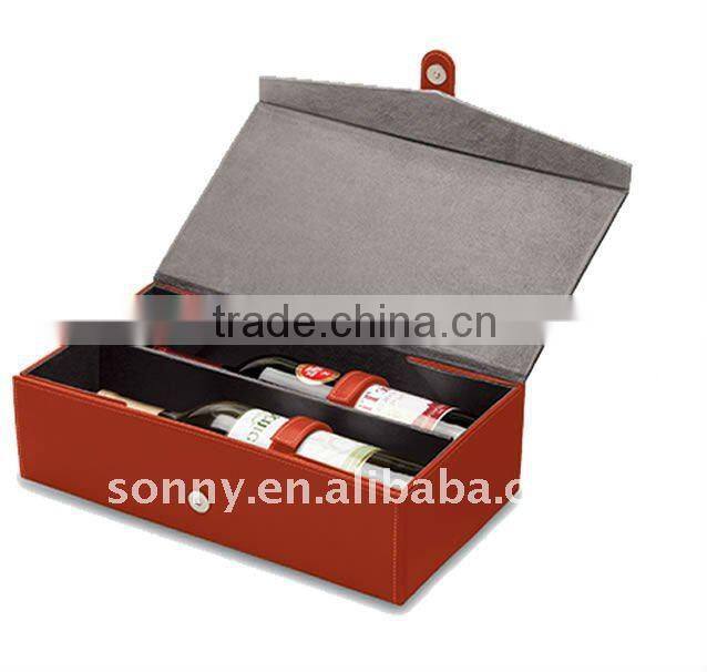 Folded Leather Wine Case Carrier Bag