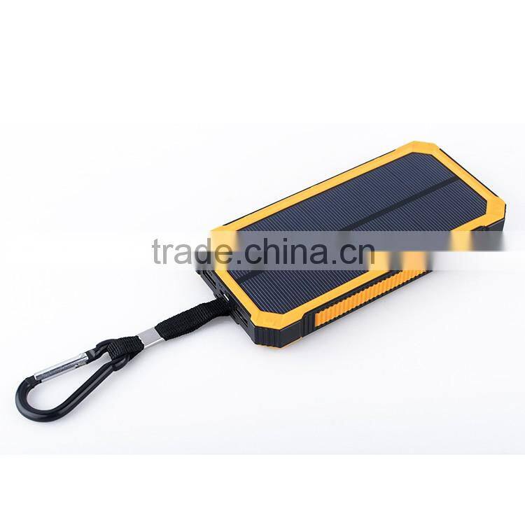 Portable solar charger 12000mah with carabiner and camping lamp