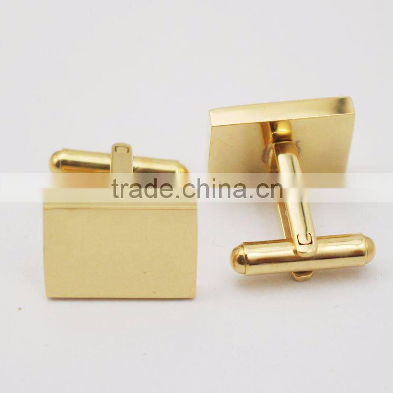 Custom Stainless Steel Rectangle Gold Plated Cufflinks Blanks