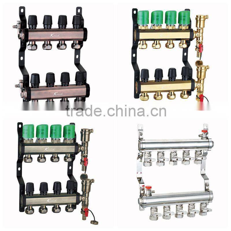 Copper pipe manifold 2 to 12 ways with automatic thermostatic valve not leaking manifold gauge in good value