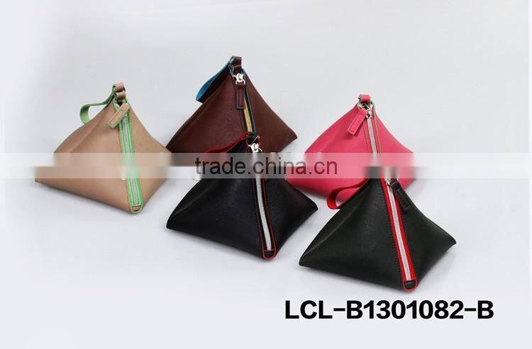 LCL -B1301082 raw cut bi color pvc semi pu cluth envelope cosmetic bag doument holder mini pad pouch
