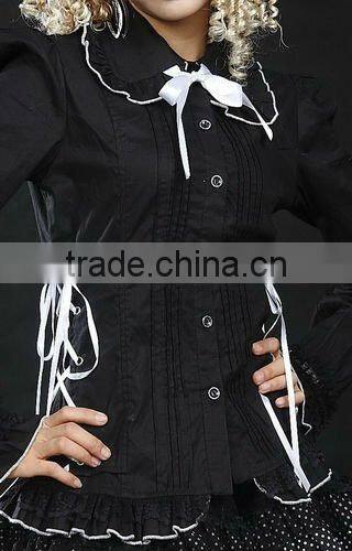 Cotton Black Lace Ribbon Lolita Blouse 81058