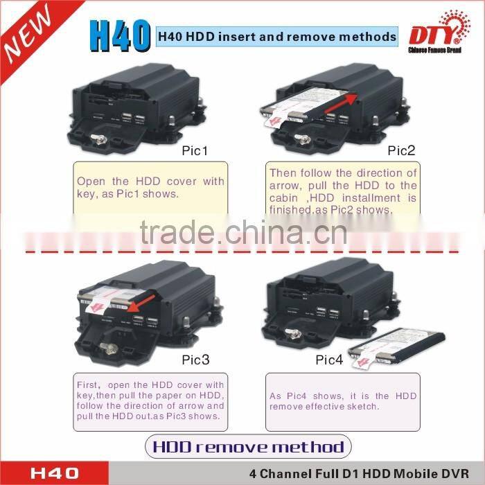 DTY 4ch full D1 hdd gps 3g 4g mobile dvr car dvr Vehicle Surveillance DVR | H40