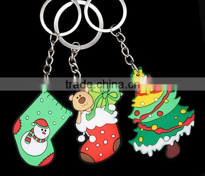 High quality Christmas 3d logo soft pvc keychain for promotion gift