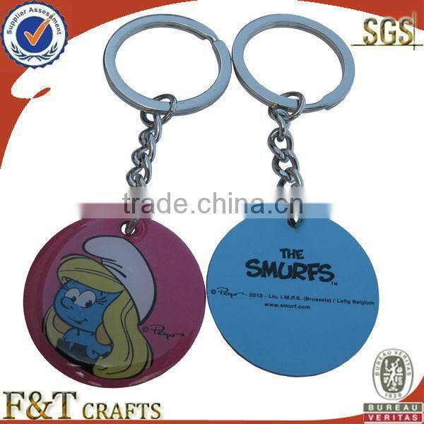 cheap no minimum stainless steel offset print keychain promotion for business gift