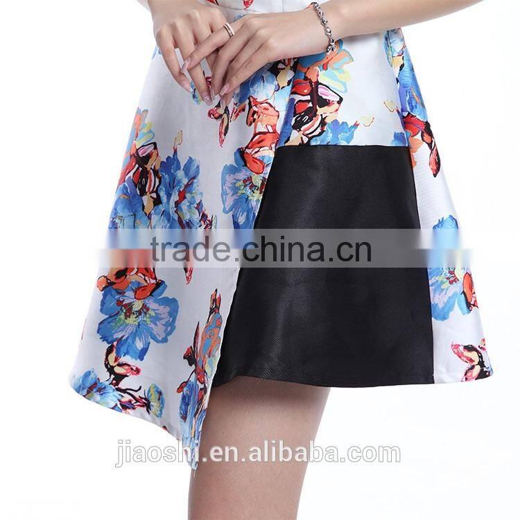 OEM supply western dress designs sleeveless printed ladies dress