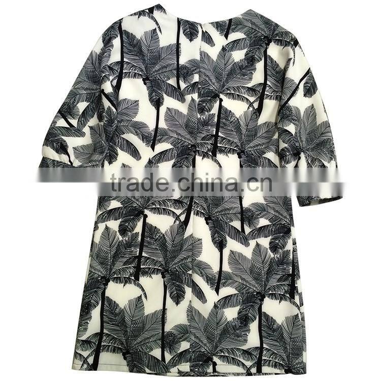 OEM design fashion printed short sleeve plus size flower print women clothes
