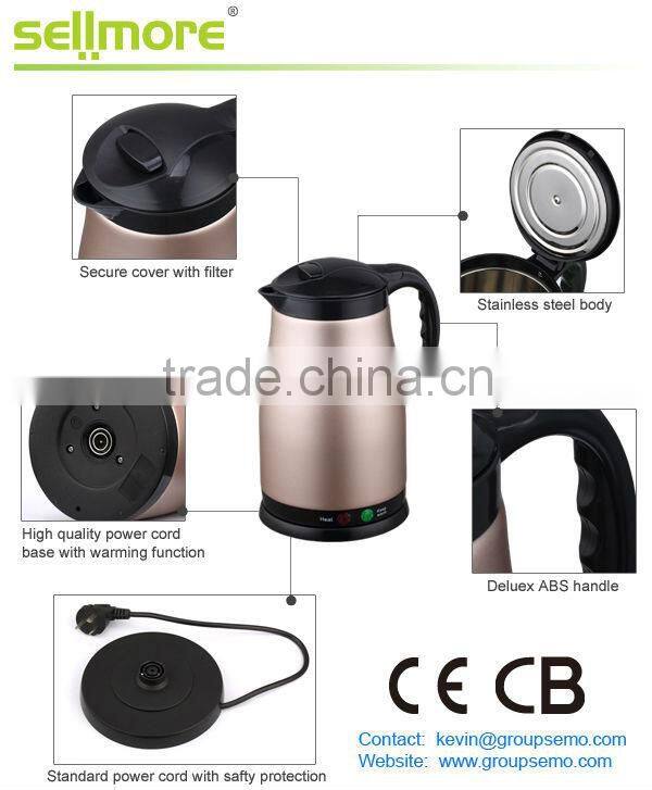1.5 L Insulative body color electric kettle with warmer (CE / CB / RoHS )