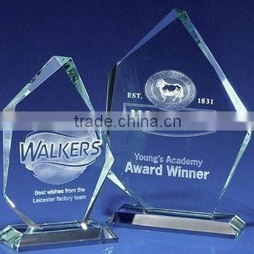 Laser engraved crystal awards plaques with base
