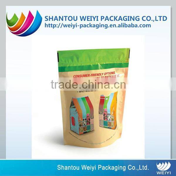 biodegradable dog food packaging bag /dog food stand up packaging bag with flat bottom