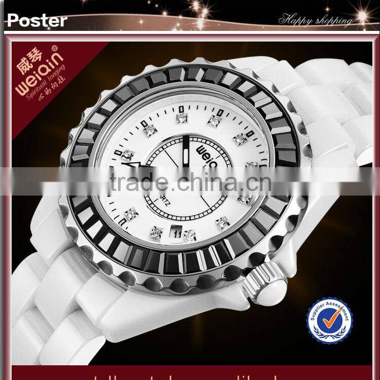 Luxury Womens Sapphire Glass Watch With Pink Zircon in Bezel