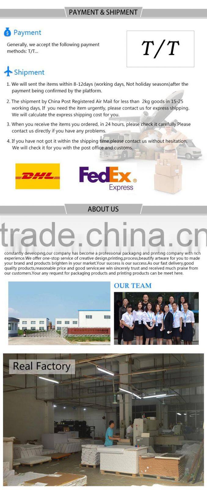 Cardboard paper box for food from China
