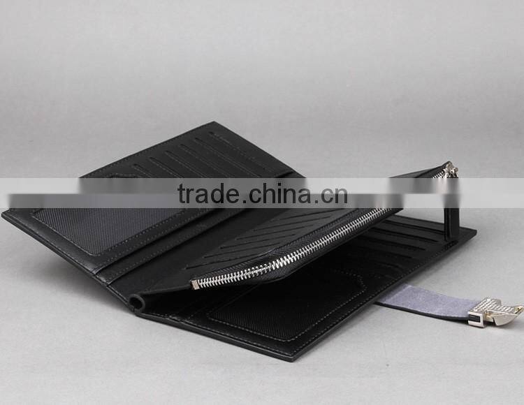 Lastest black leather metal chain wallet and purse for men