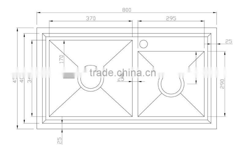 8045A cupc sus304 handmade hypotenuse series square corner series duoble sinks