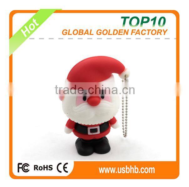 Christmas Santa Shape OEM PVC 2GB 8GB 16G usb flash drive pen drive for Promotion