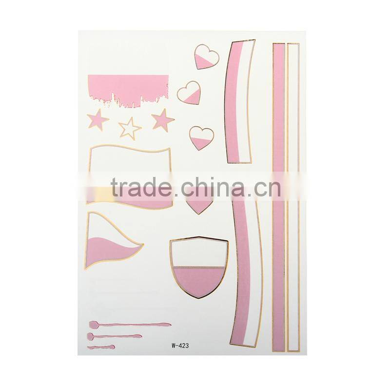 Beauty Sticker 2016 UEFA gold and silver tattoo stickers/world cup country flag tattoo sticker