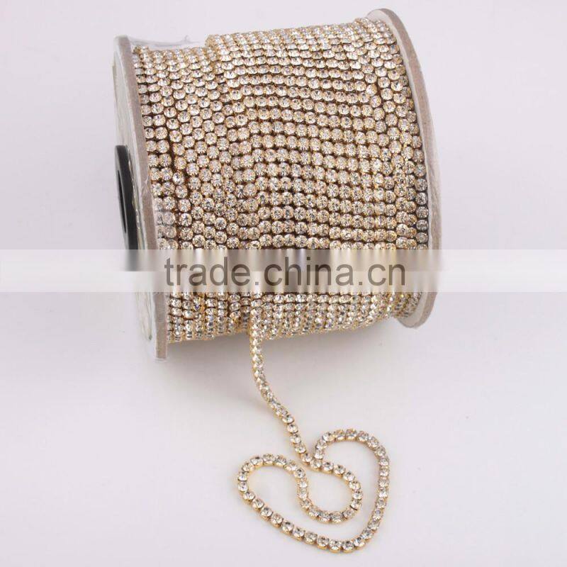 New manufacturer gold rhinestone cup chain for garments