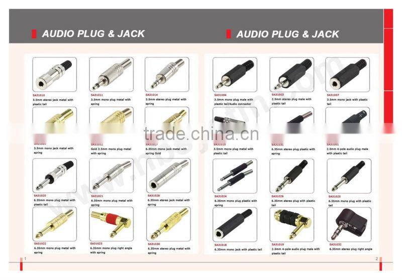 Gold 3.5mm mono plug metal with spring