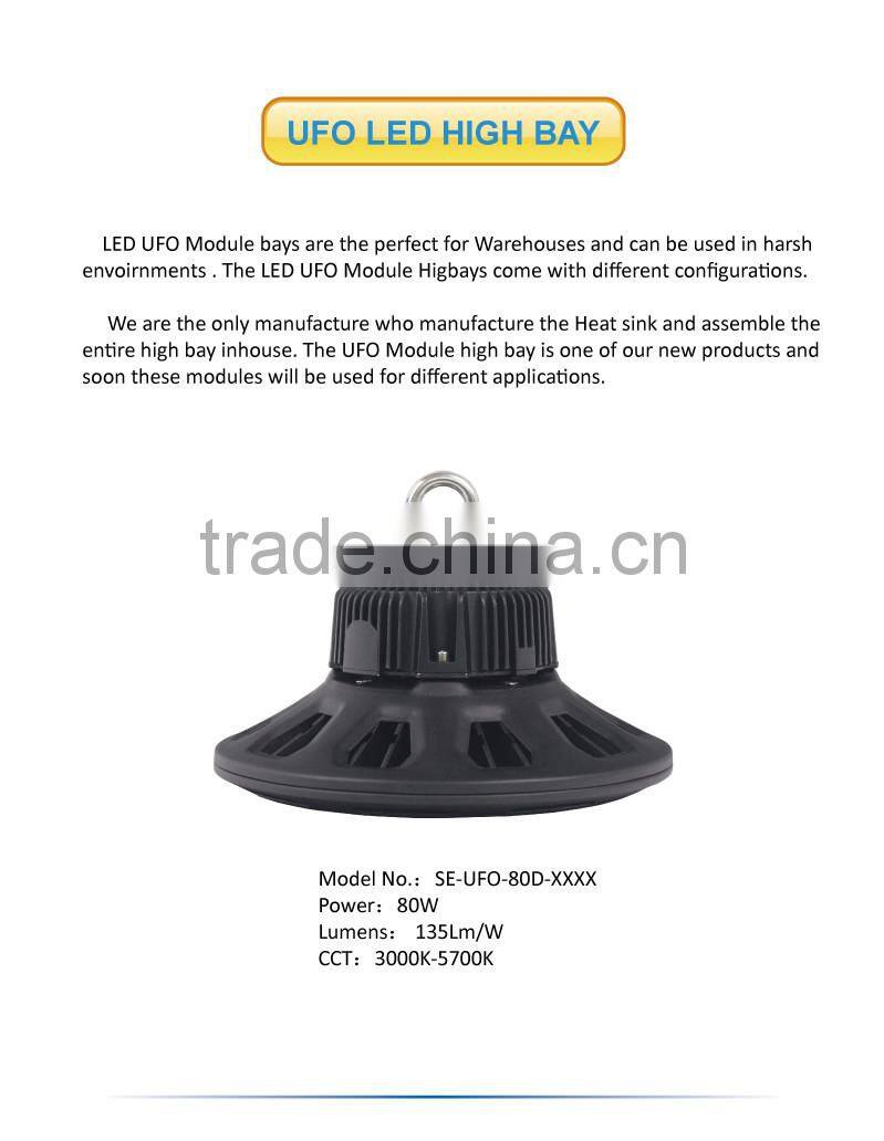 80W LED UFO Highbay with US Standard Plug and 1.5 Meter Wire