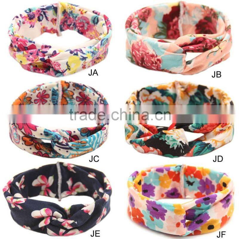 Children's hair European female baby knitting cross hair band cotton elastic headband hand knot of peace