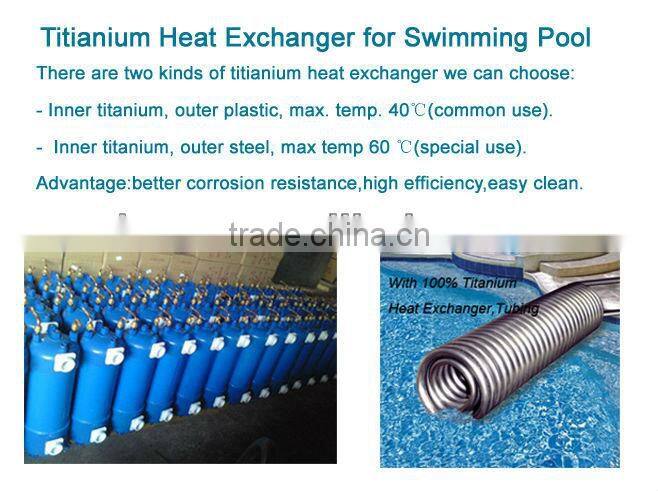 Deron air source high efficiency/good performance swimming pool/spa heat pump water heater 14.5kw(CE,heating or cooling)