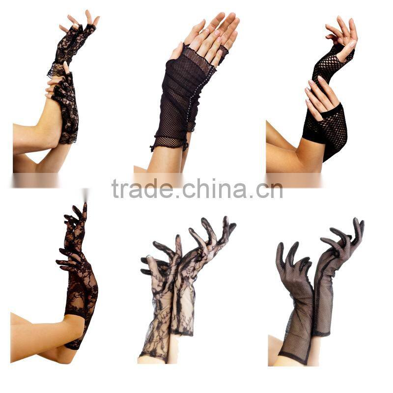 Arm Length Purple Long Satin Gloves