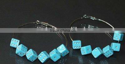 Plastic dice beads earring,Hoop earring for women,2013 new fashion jewelry