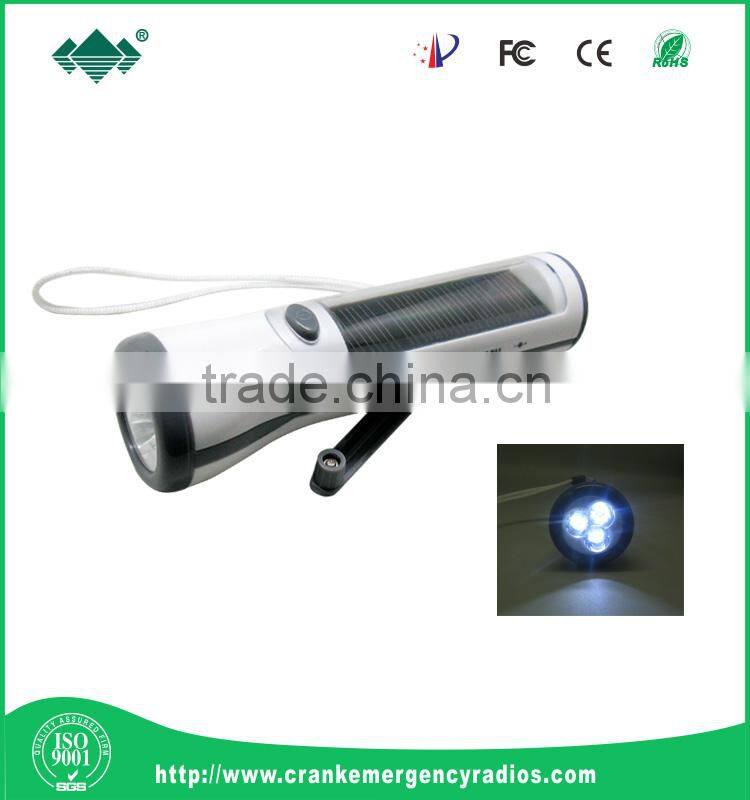 Hot Selling Hand crank emergency Dynamo Solar 3 LED Hand Rechargeable Flashlight