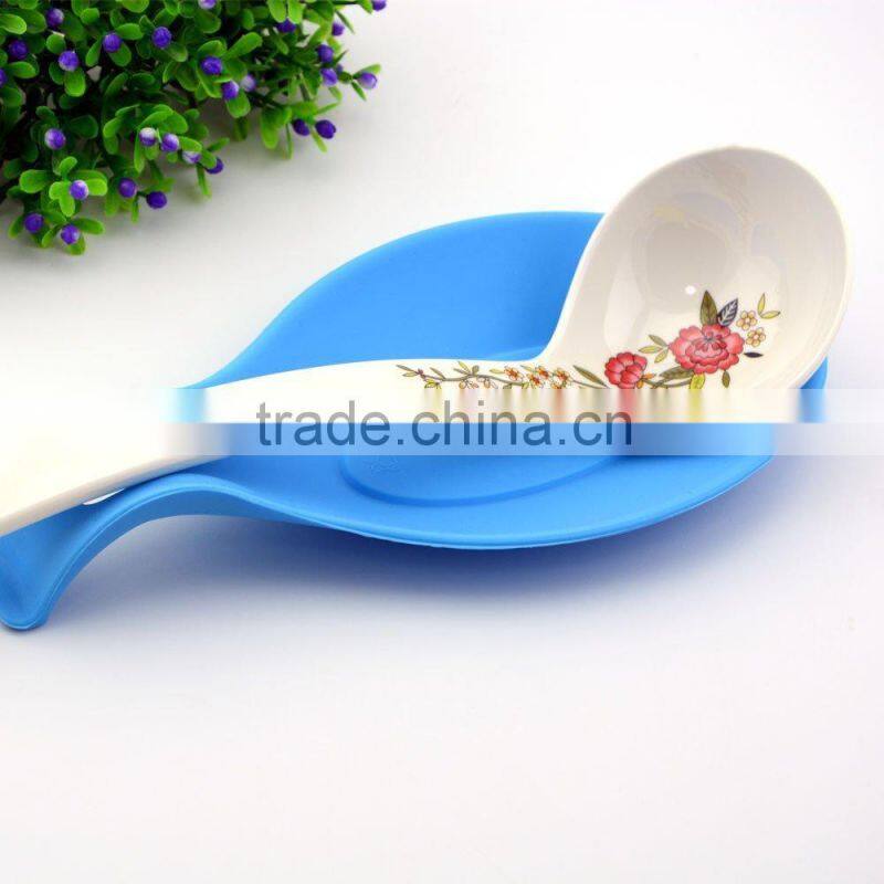 Colorful Soft Soup Spoon Rest Silicone Kitchen Spoon Rest