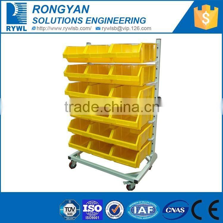 double side bins cart trolley/small parts storage racks