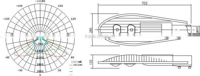 60w-120w LED street light TUV-GS approved CXA/Epistar IP65 100w led street luminaire
