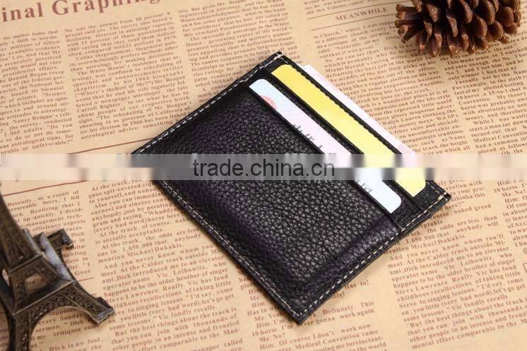 wholesale top grain leather business id card holder