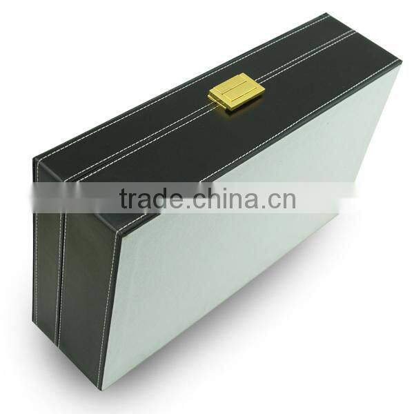 Gift box for watch with buckle lock, fancy PU leather watch box