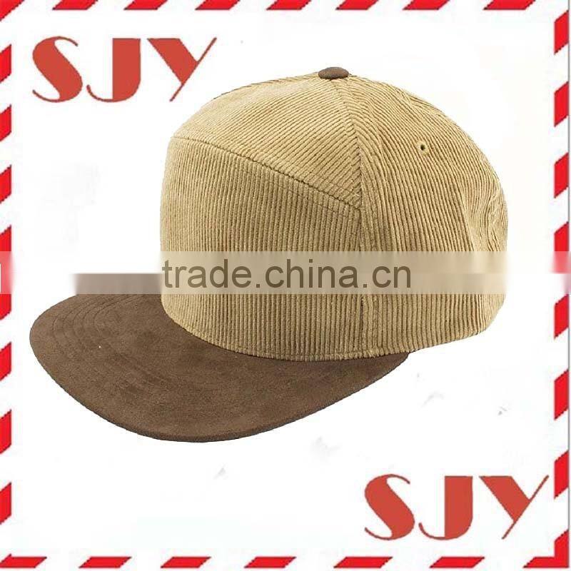 Vintage Corduroy Suede Flat Bill Brim Snapback Baseball Cap