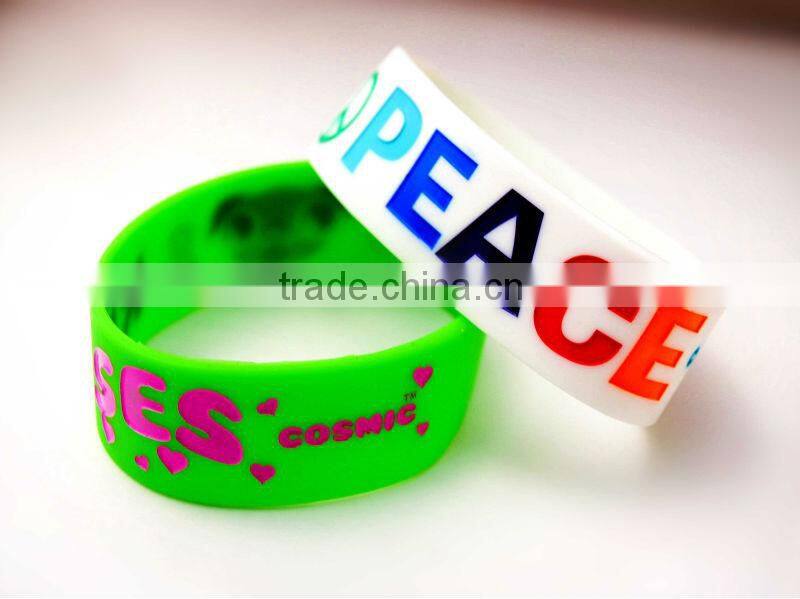 Silicone bracelet Wide silicone bands with color printed