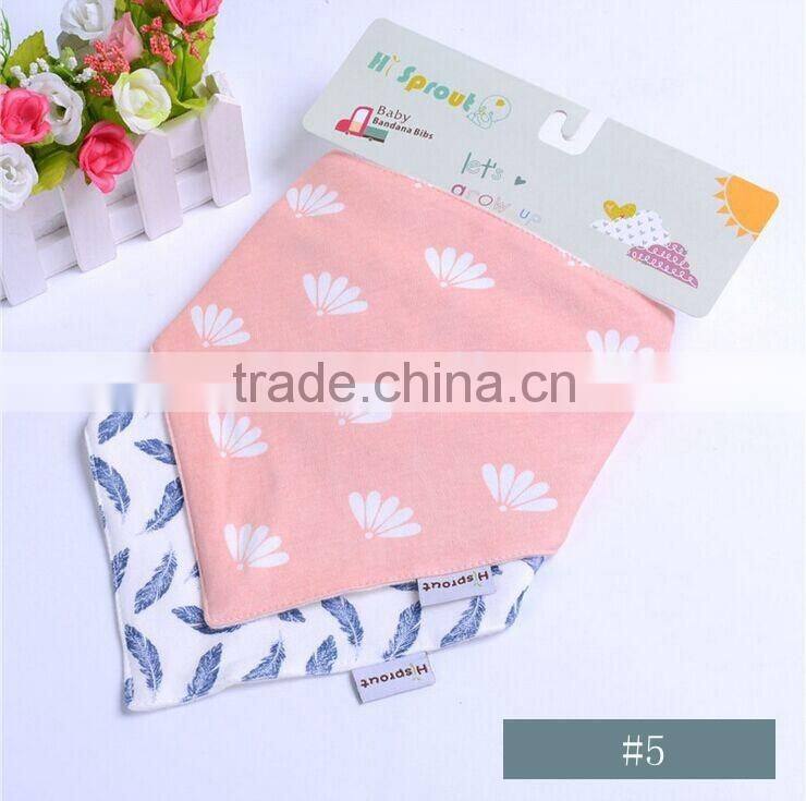 Top quality two layers 100% absorbent cotton baby bib bandana