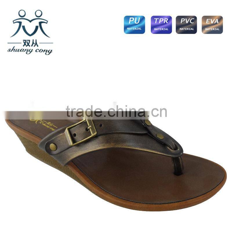 2016newest style PU high heel roman slipper ladies shoes flip flop suitable