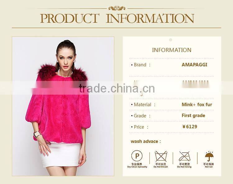 shenzhen OEM light pink women short mink fur coat for wholesale