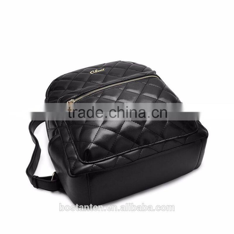 lattice style women waterproof leather backpack laptop shoulder bag zipper