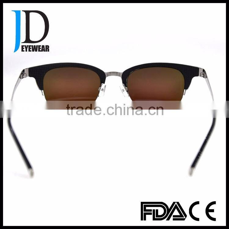 Custom Made Half-Rim Metal Temple Combination Carbon fiber Sunglasses