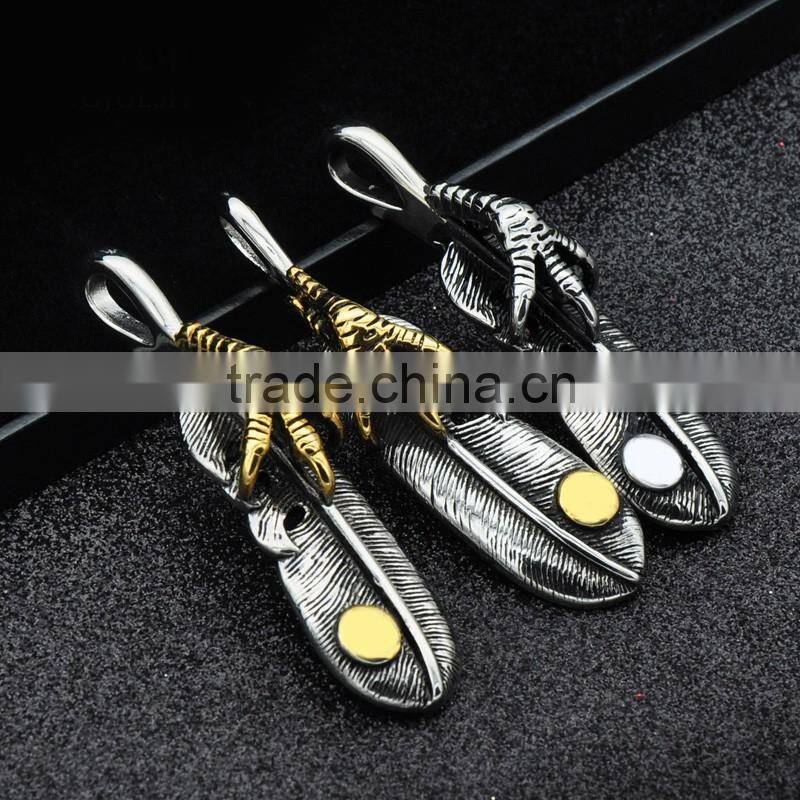 Fashion style design vintage unisex leather pendant necklace stainless steel casting popular charm pendant necklace