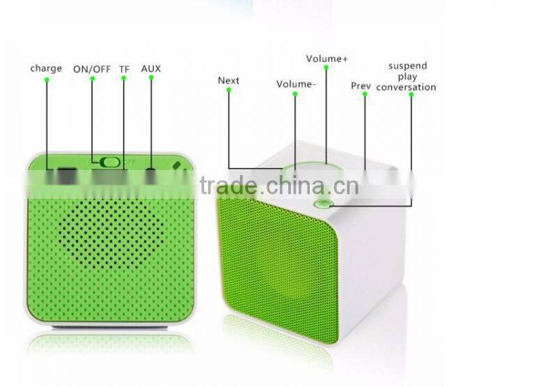 M-0322 mini square portable bluetooth speaker with hands-free call function + SD card slot
