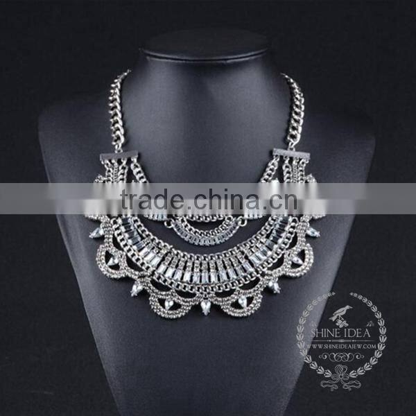 high quality vintage rhinestone chunky statement necklace tin alloy fashion women pendant necklace 6390084